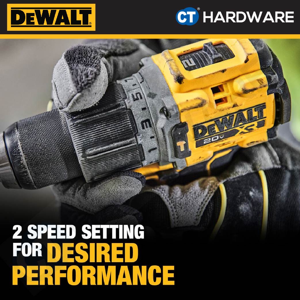 DEWALT DCD805M2T CORDLESS BRUSHLESS HAMMER DRILL DRIVER 20V 13MM COME WITH 2PCS BATTERY 20V 4.0AH & 1PC CHARGER