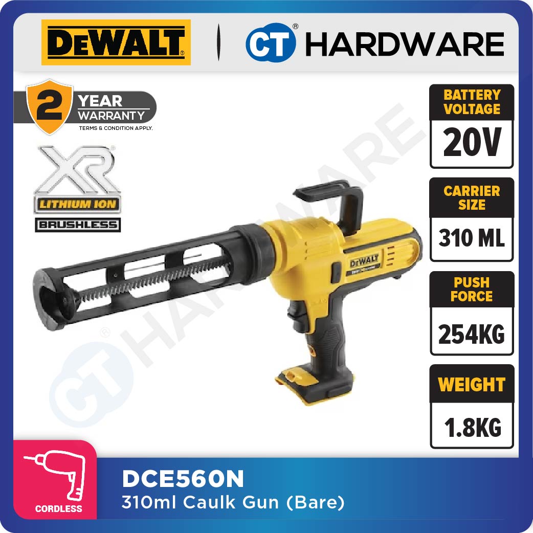 DEWALT DCE560N CORDLESS CAULK GUN 18V XR 310ML W/O BATTERY & CHARGER (BARE UNIT) 1.75KG