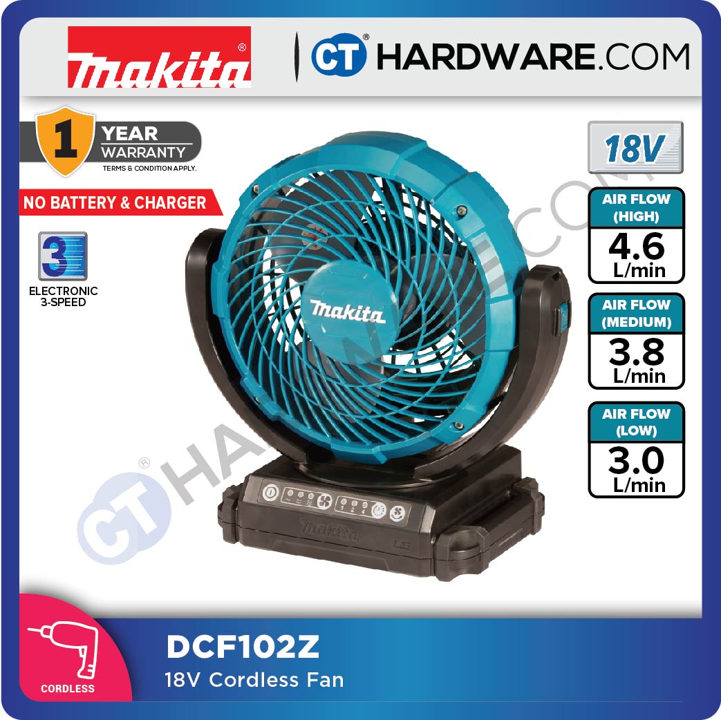 MAKITA DCF102Z CORDLESS FAN 18V/14.4V 2KG ( NO BATTERY & CHARGER ) SOLO (AUTO SWING)