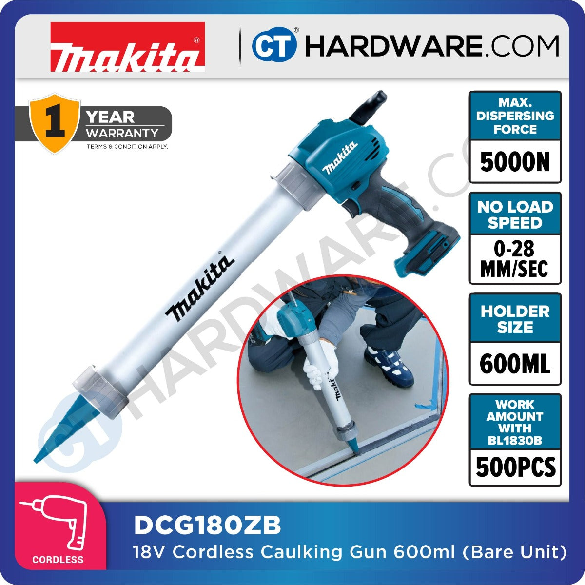 Makita DCG180ZB LXT 18V Cordless Caulking Gun 600ml (Body Only)