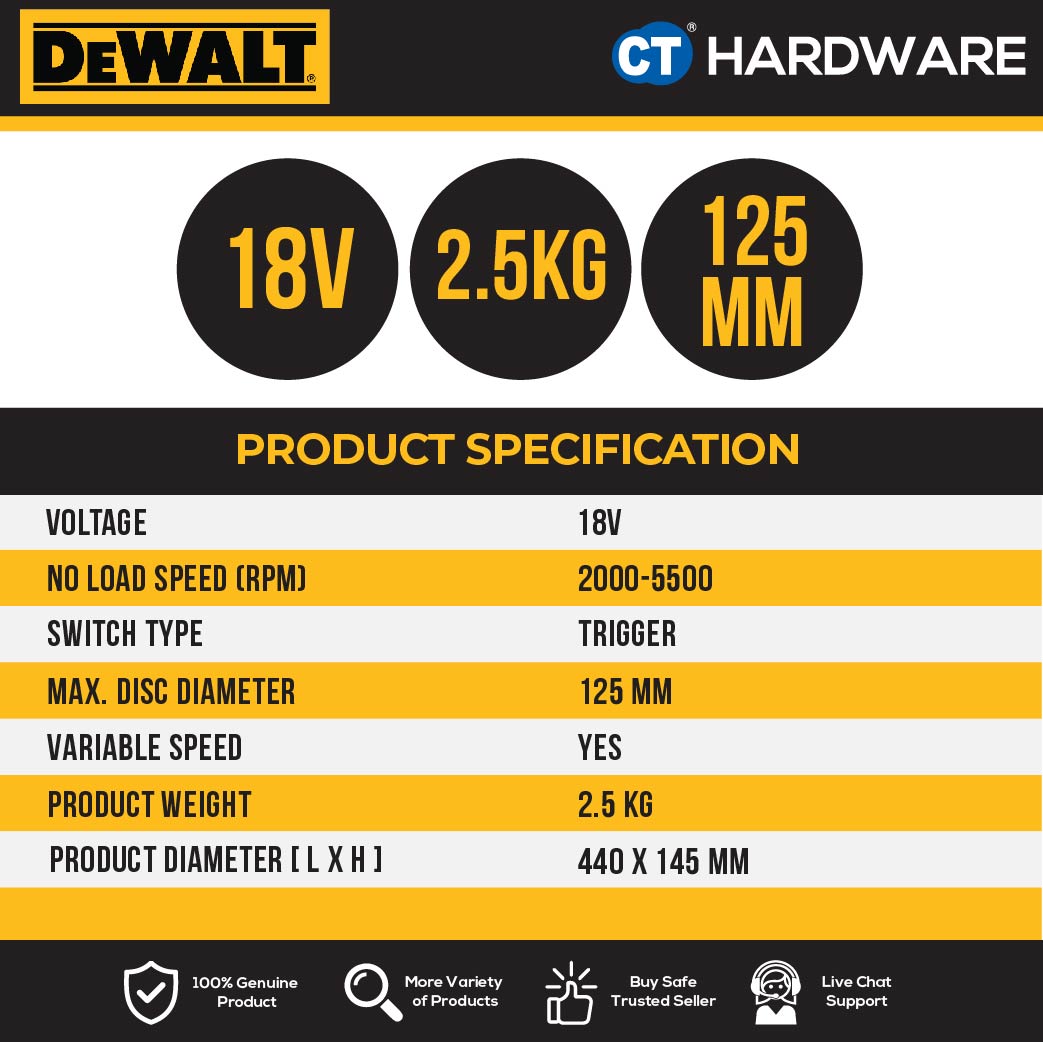 DEWALT DCM848N-XJ 18V XR BRUSHLESS 125MM DUAL ACTION POLISHER WITHOUT BATTERY AND CHARGER