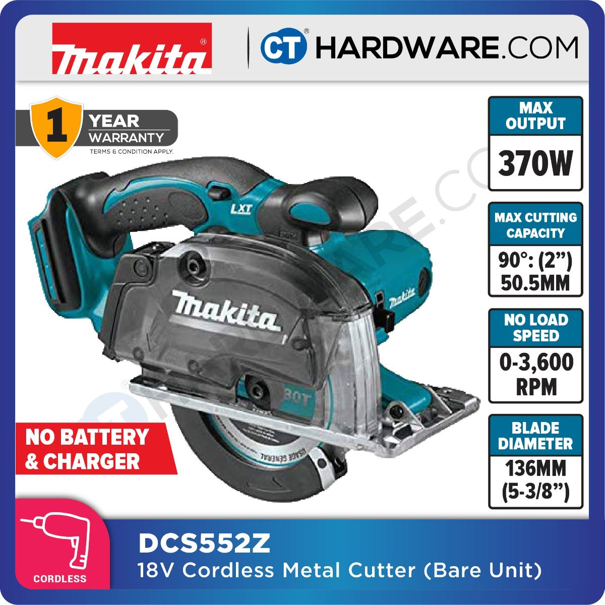 Makita DCS552Z LXT 18V Cordless Metal Cutter 136mm (5-3/8") (Body Only)