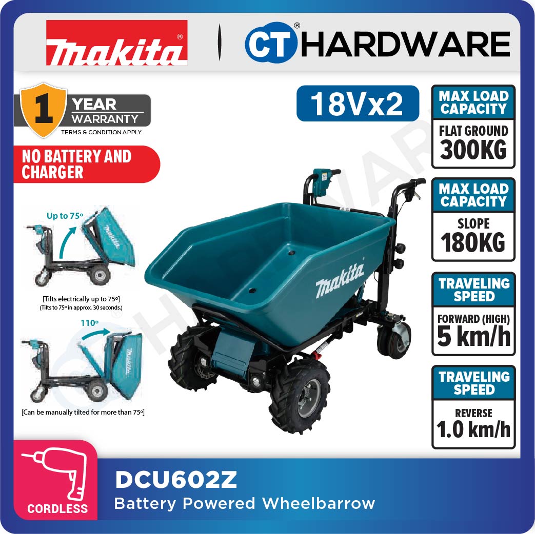 Makita DCU602Z LXT 18Vx2 Cordless Wheelbarrow 300kg (Body Only)
