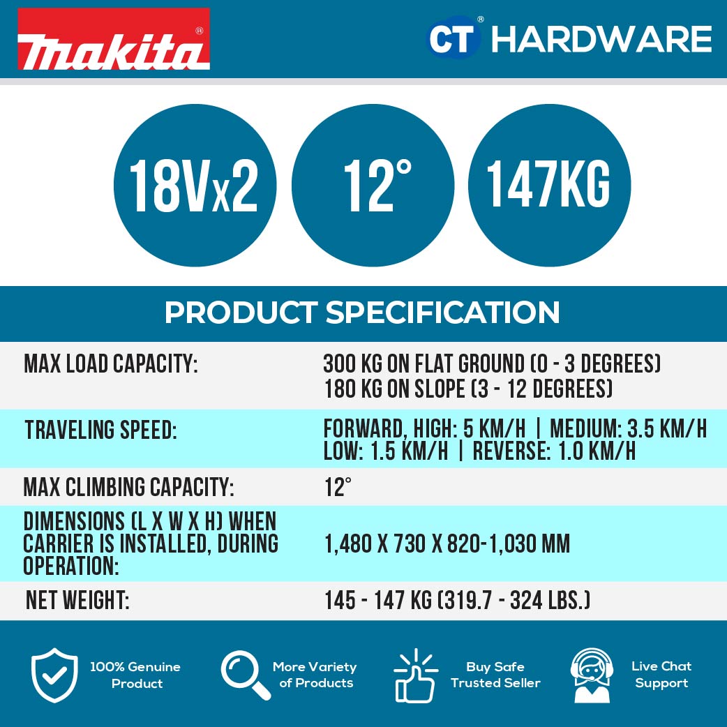 Makita DCU602Z LXT 18Vx2 Cordless Wheelbarrow 300kg (Body Only)
