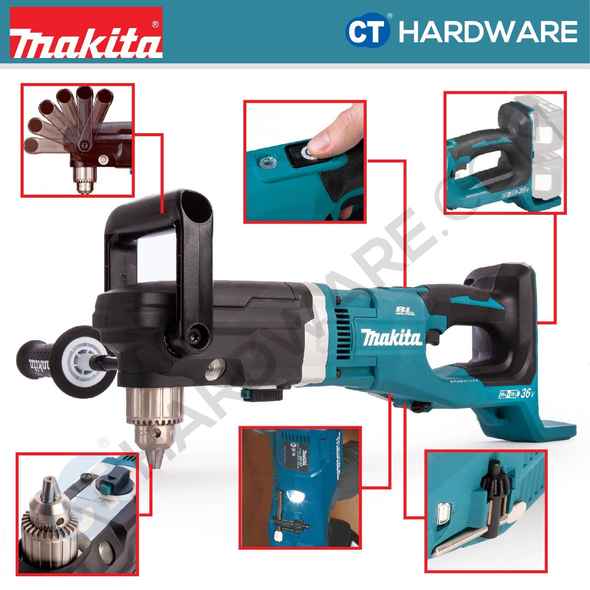 Makita DDA460ZK LXT 18V Cordless Brushless Angle Drill 13mm 48NM (Body Only)