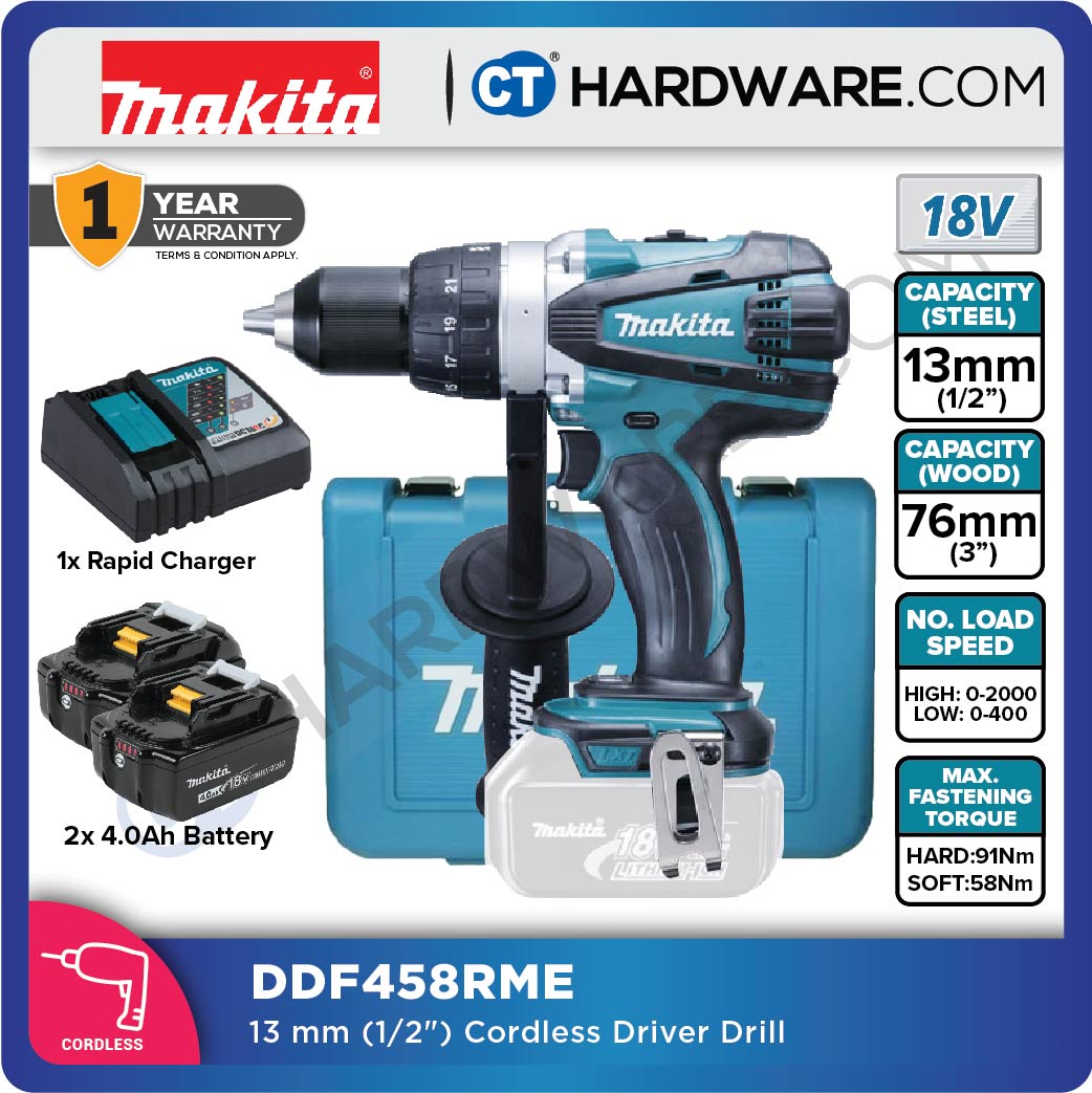 Makita DDF458RFE/ RME/ Z LXT 18V Cordless Driver Drill 13mm 84NM (Body Only | 1-Battery)