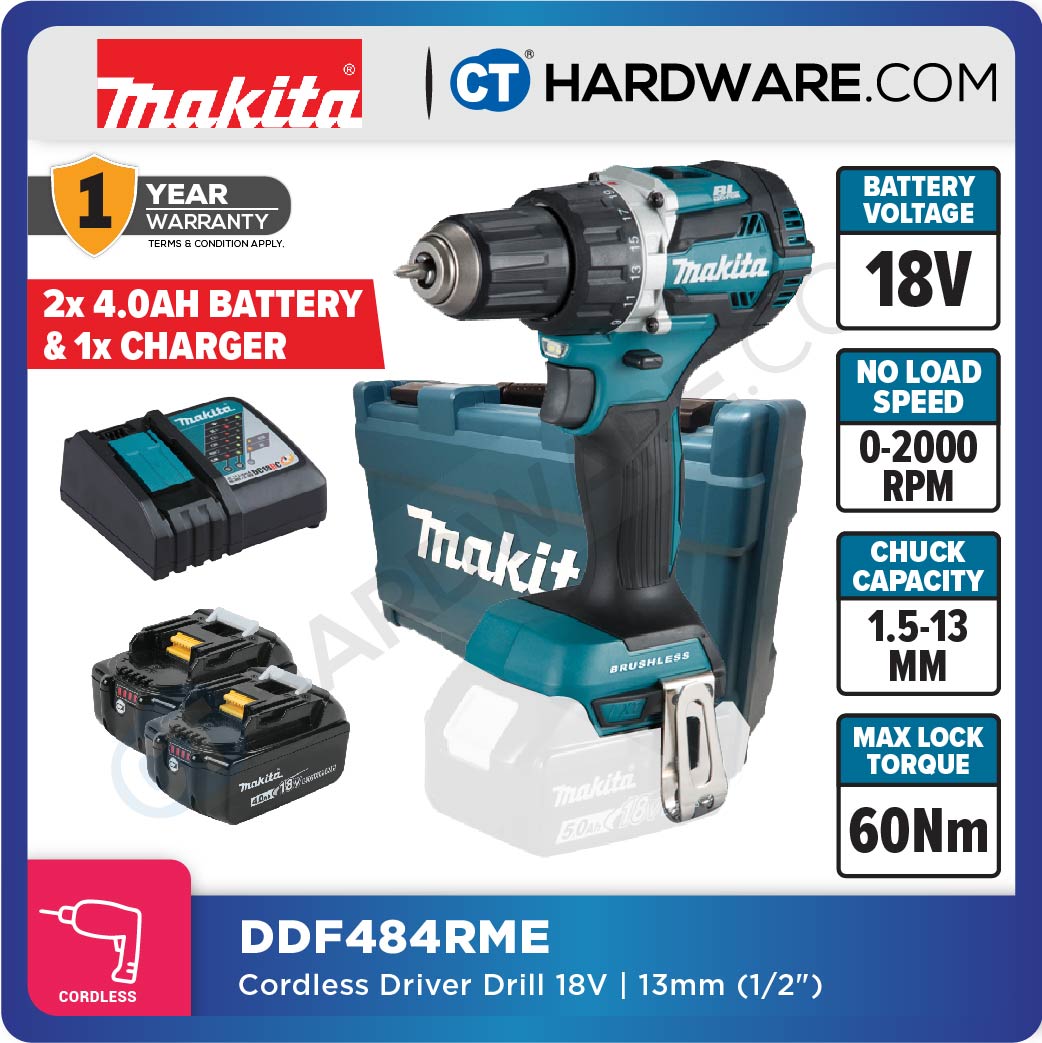 MAKITA DDF484RTE/ DDF484RME/ DDF484RFE/ DDF484Z CORDLESS DRIVER DRILL 18V | 13mm (1/2")