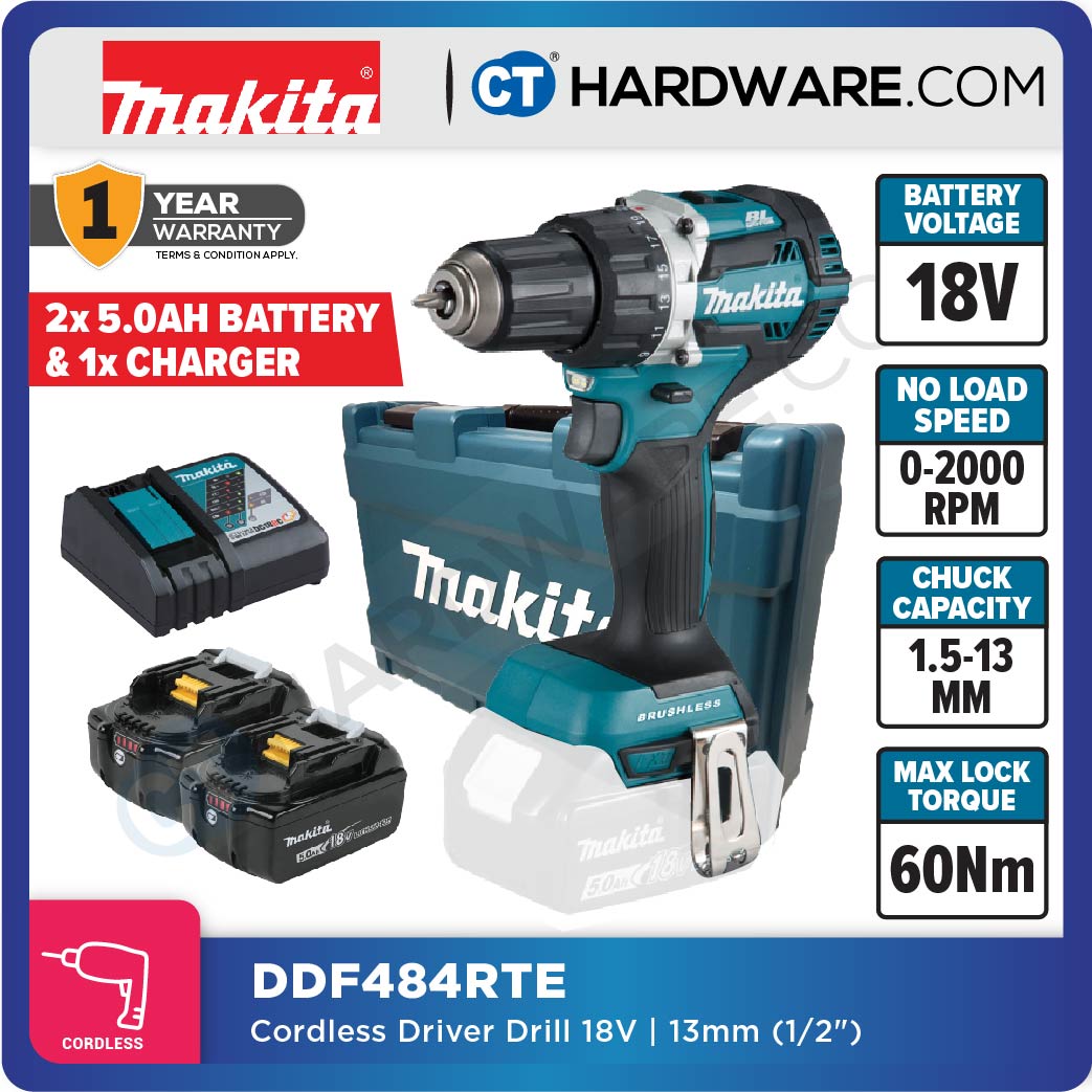 MAKITA DDF484RTE/ DDF484RME/ DDF484RFE/ DDF484Z CORDLESS DRIVER DRILL 18V | 13mm (1/2")