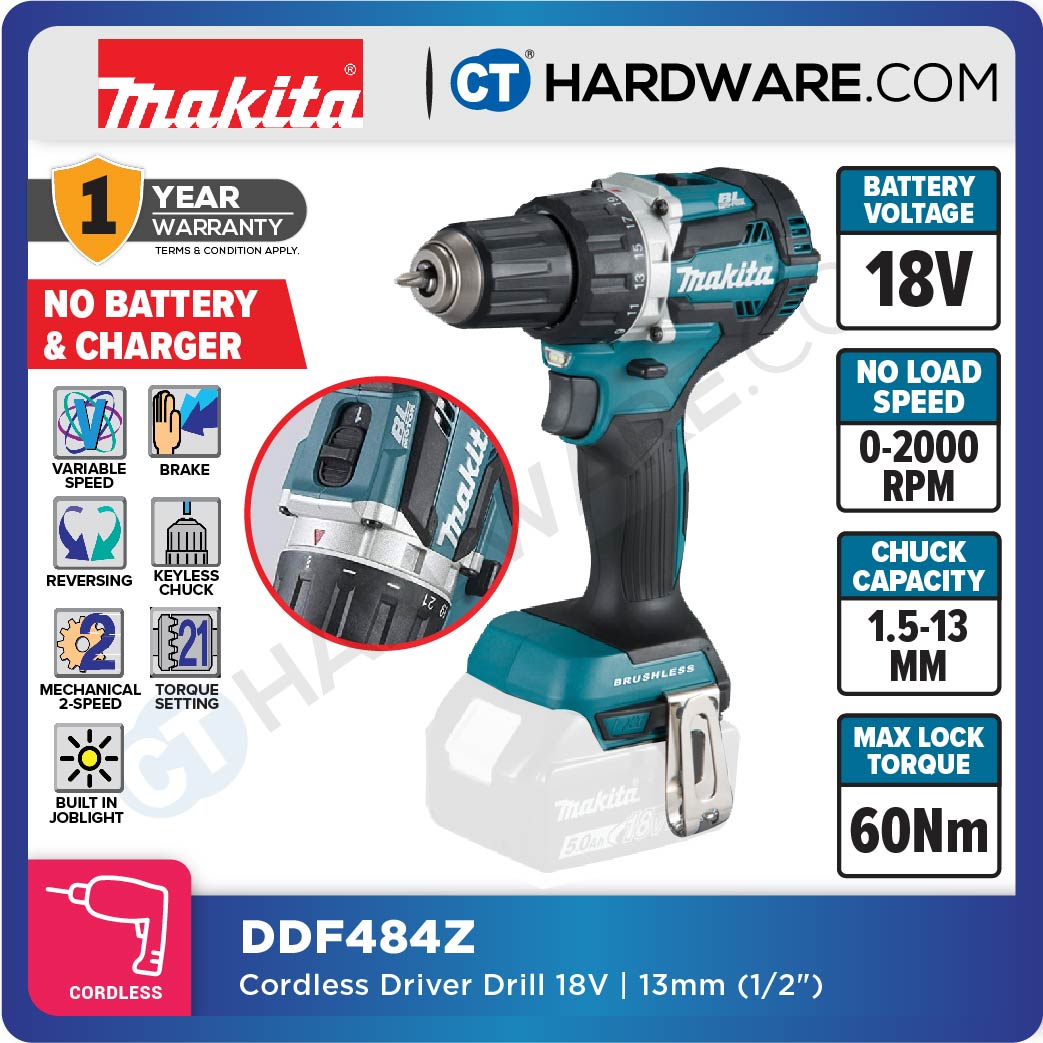 MAKITA DDF484RTE/ DDF484RME/ DDF484RFE/ DDF484Z CORDLESS DRIVER DRILL 18V | 13mm (1/2")