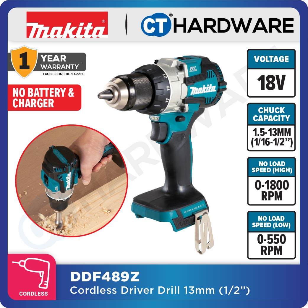 Makita DDF489Z/ RTJ LXT 18V Cordless Brushless Driver Drill 13mm 80NM (Body Only | 2-Battery)