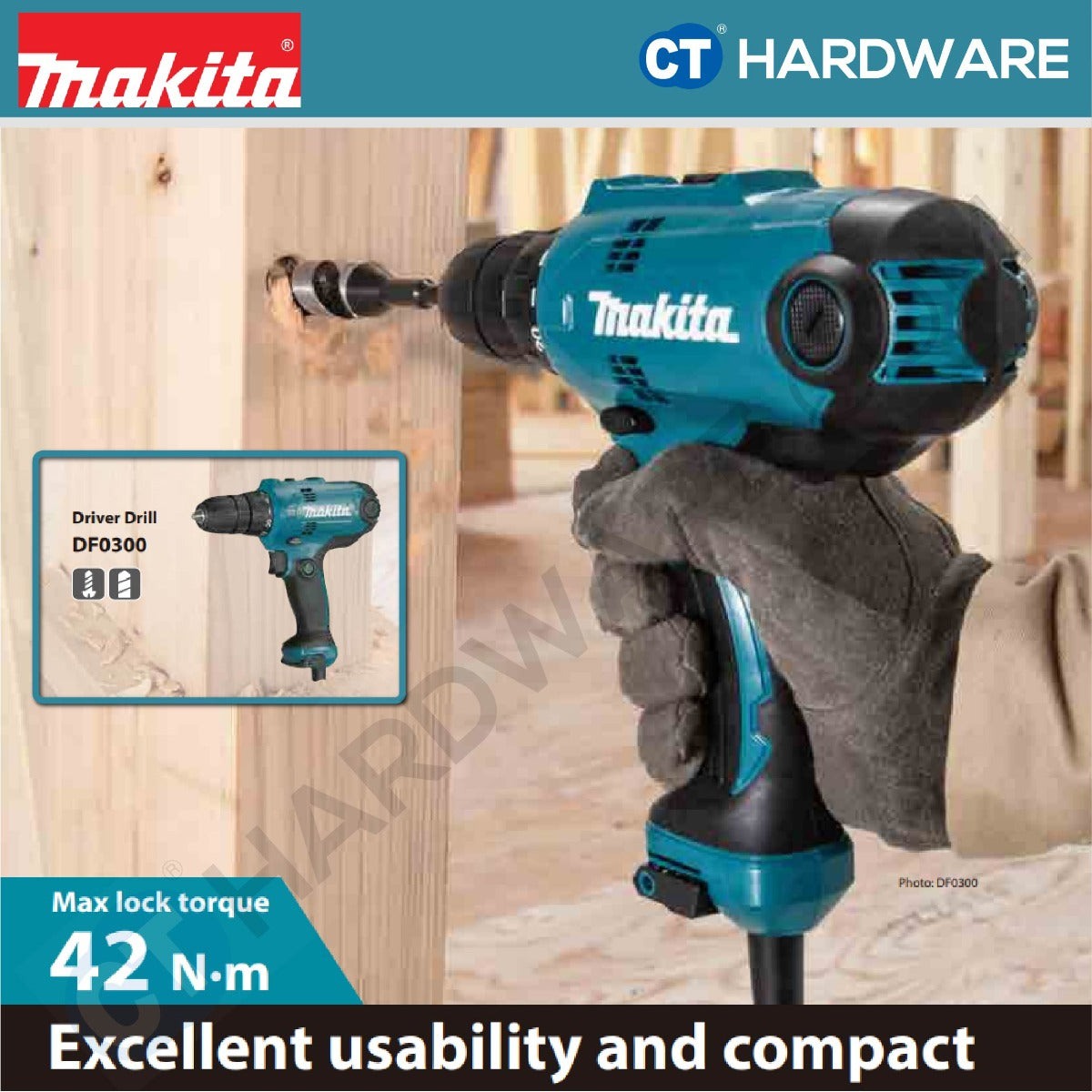 Makita DF0300 Driver Drill 10mm 320W 42NM With Keyless Chuck