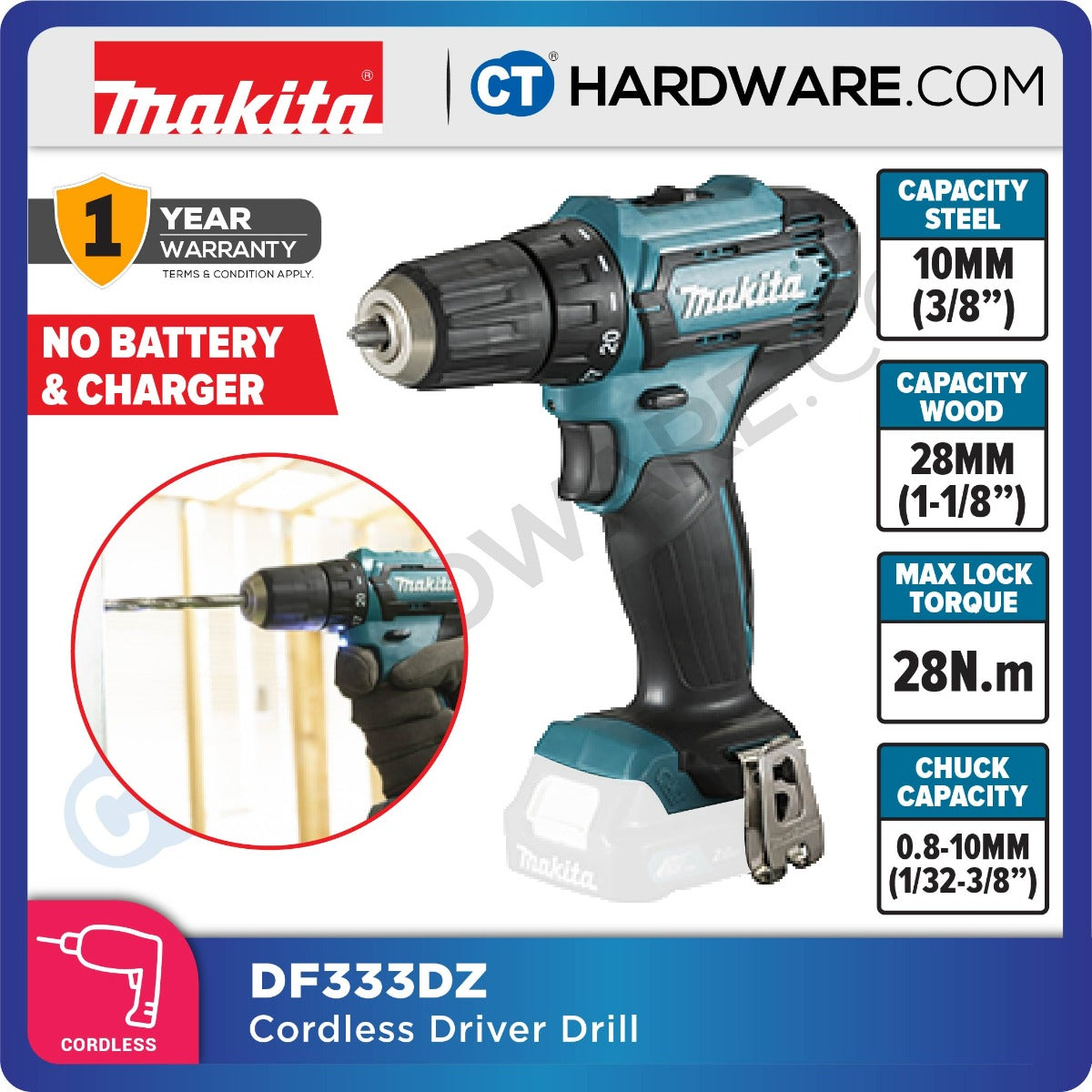 Makita DF333DSME/ DWAE/ DWYE/ DZ CXT 12Vmax Cordless Driver Drill 10mm 28NM (Body Only | 2-Battery)