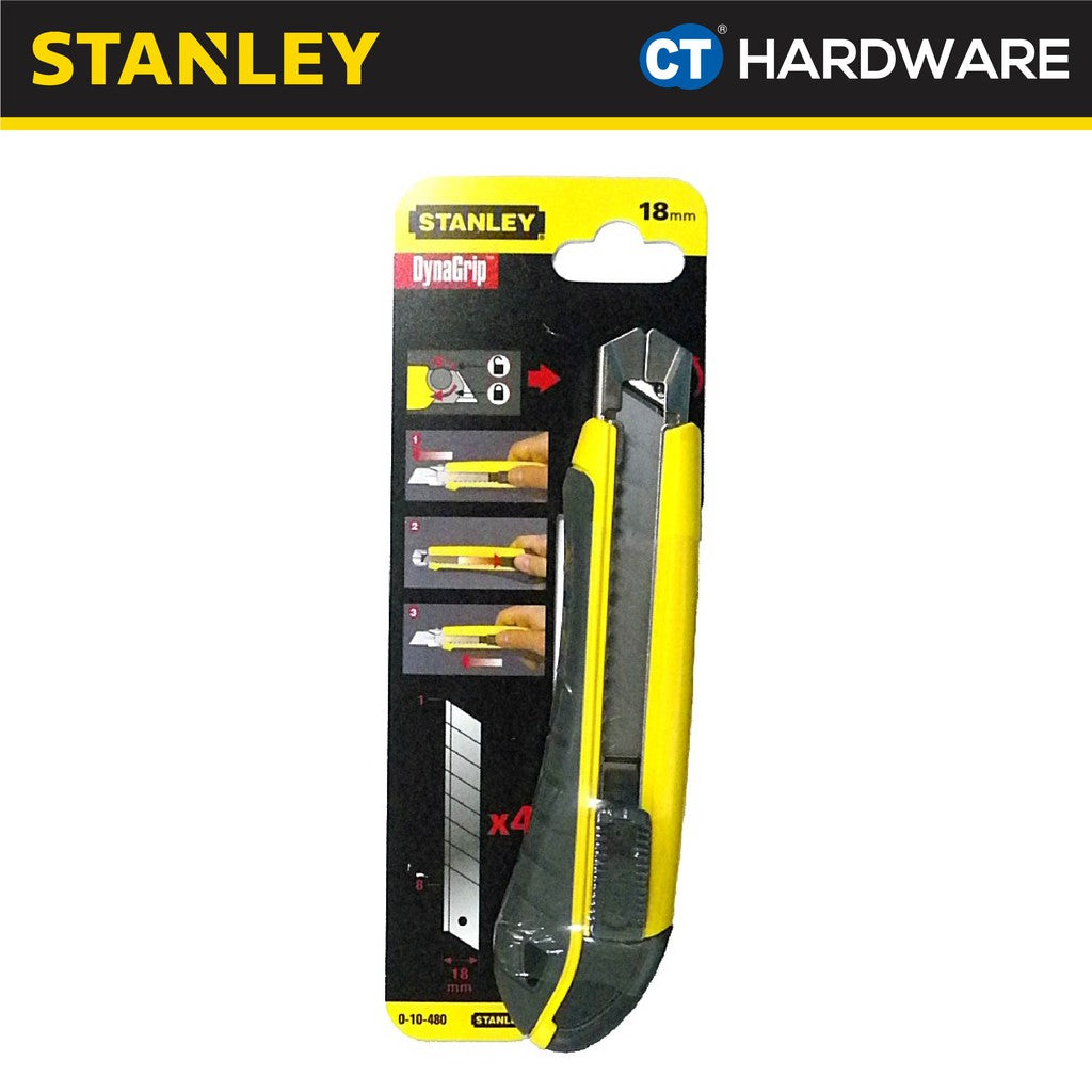 STANLEY 10480 DYNAGRIP SNAP OFF CARTRIDGE KNIFE 18MM 6-3/4" ( 0-10-480 )