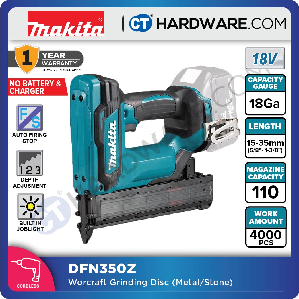 Makita DFN350Z LXT 18V Cordless Brad Nailer 15-35mm F-Nail (Body Only)