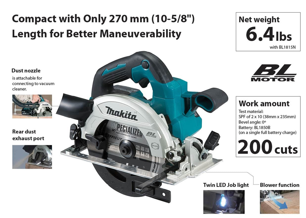 Makita DHS661RFJ/ Z LXT 18V Cordless Circular Saw 165mm (6-1/2") (Body Only | 2-Battery)