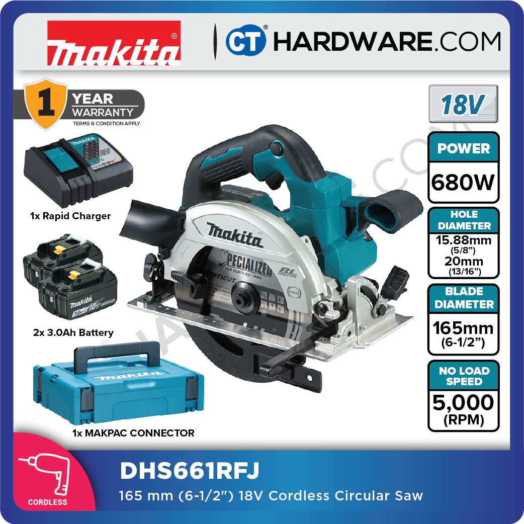 Makita DHS661RFJ/ Z LXT 18V Cordless Circular Saw 165mm (6-1/2") (Body Only | 2-Battery)