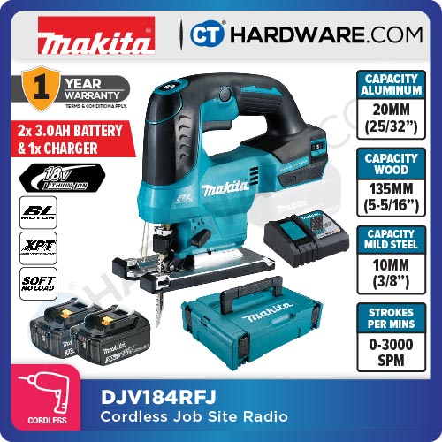 Makita DJV184RFJ/ Z LXT 18V Cordless Brushless Jigsaw 23mm (Body Only | 2-Battery)