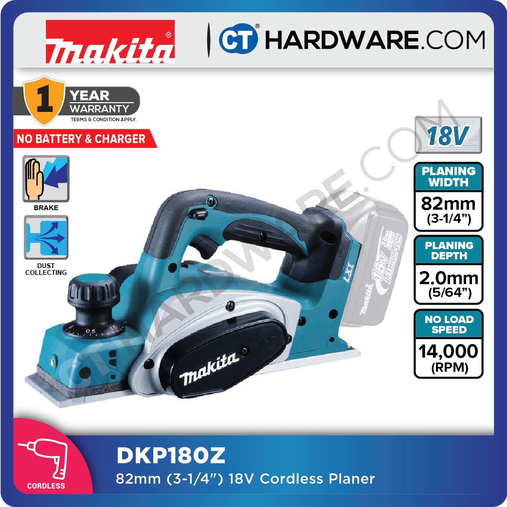 Makita DKP180RFE/ Z LXT 18V Cordless Planer 82mm (3-1/4") (Body Only | 2-Battery)