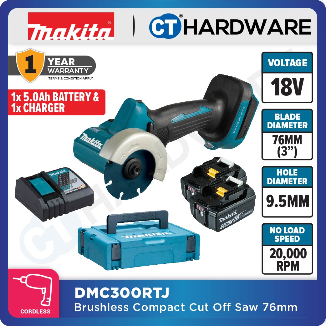 Makita DMC300Z/ RFJ/ RTJ LXT 18V Cordless Compact Cut Off 76mm (Body Only | 2-Battery)