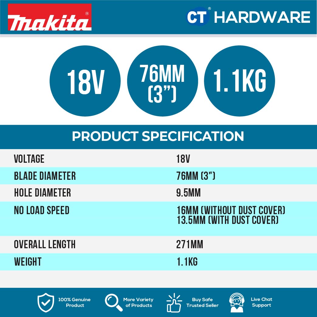 Makita DMC300Z/ RFJ/ RTJ LXT 18V Cordless Compact Cut Off 76mm (Body Only | 2-Battery)