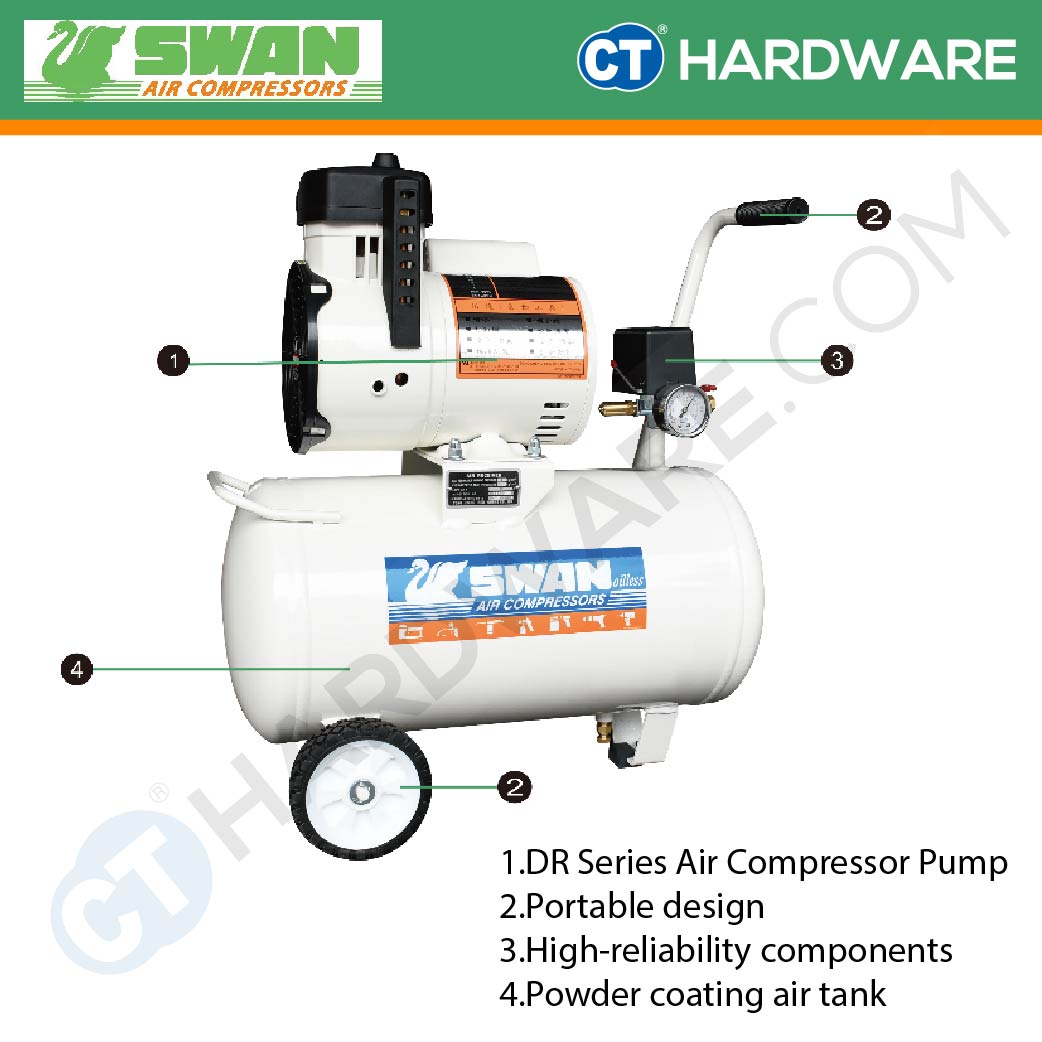 Swan DR-115 Oiless Air Compressor 1.5HP