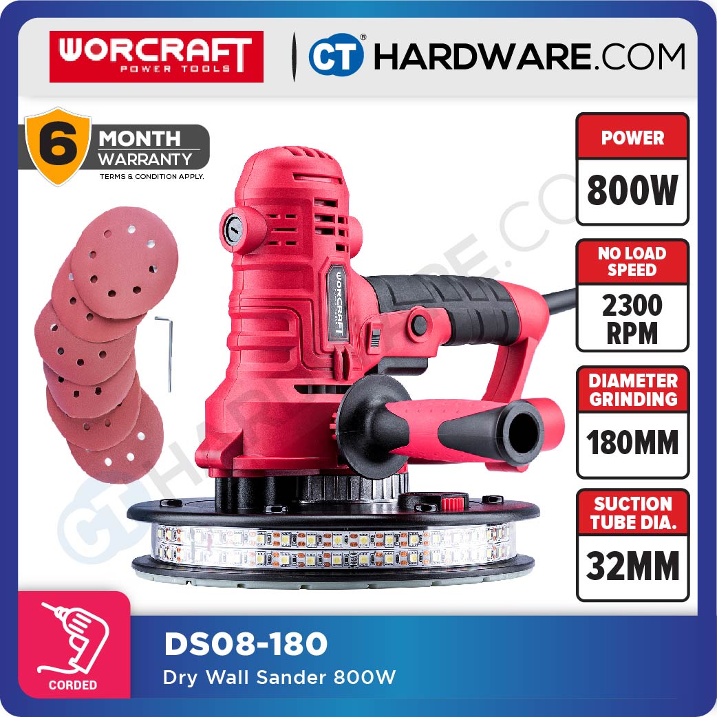 Worcraft DS08-180 Drywall Sander 800W 180mm 1200-2300RPM