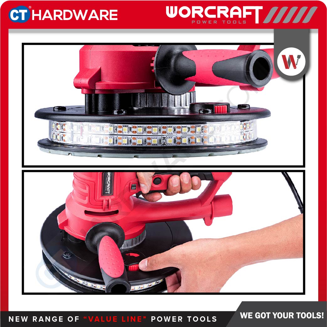 Worcraft DS08-180 Drywall Sander 800W 180mm 1200-2300RPM