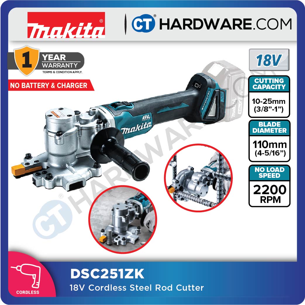 Makita DSC251ZK LXT 18V Cordless Brushless Steel Rod Cutter 10-25mm (Body Only)