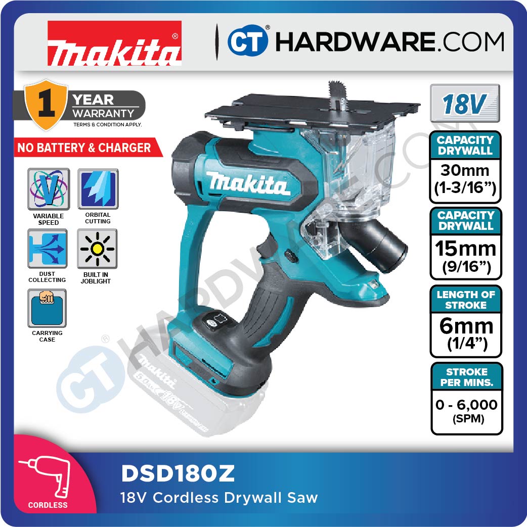 Makita DSD180Z LXT 18V Cordless Drywall Saw (Lxt Series) 1/4" (Body Only)