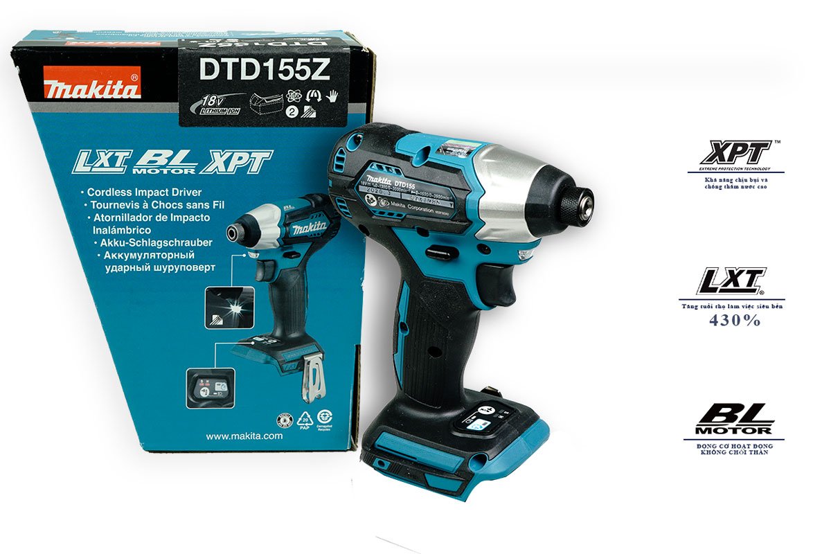 Makita DTD155RME/ Z LXT 18V Cordless Brushless Impact Driver 1/4" (Body Only | 2-Battery)