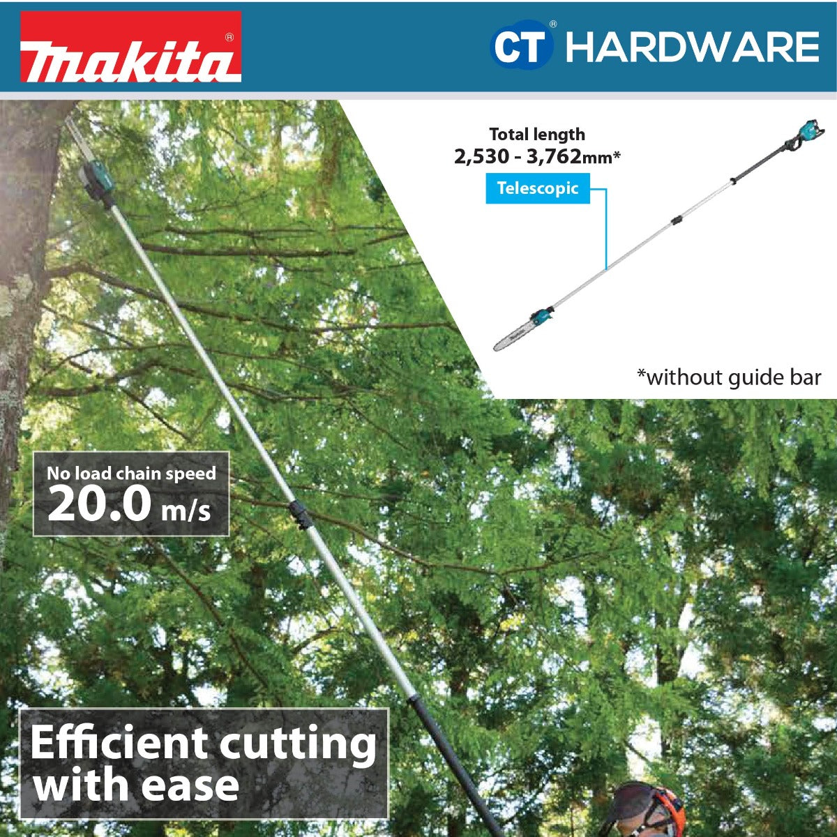 Makita DUA301ZB LXT 18Vx2 Cordless Brushless Telescopic Pole Saw 12" 300mm (Body Only)