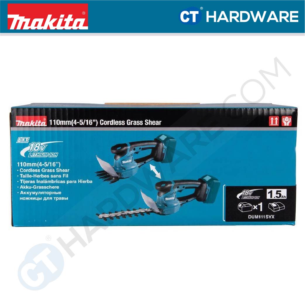 MAKITA DUM111SYX CORDLESS GRASS SHEAR 2IN1 18V 4-5/16" 2500SPM WITH 1PC 1.5AH BATTERY & 1 STANDARD CHARGER