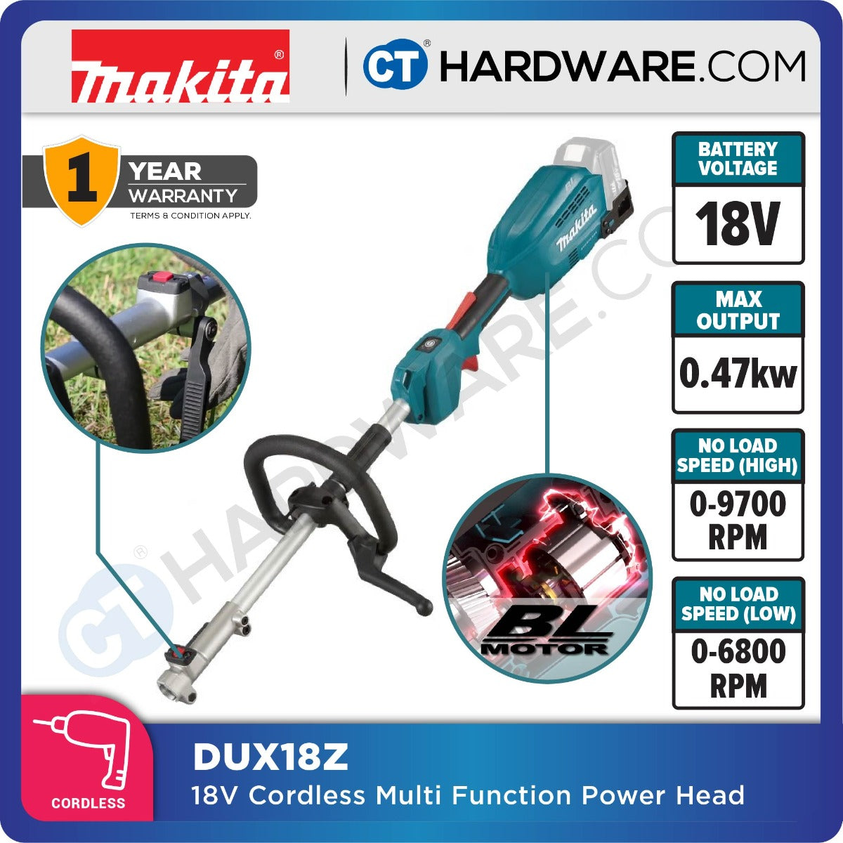 Makita DUX18RGX4/ Z LXT 18V Cordless Brushless Multi Function Power Head (Body Only | 1-Battery)