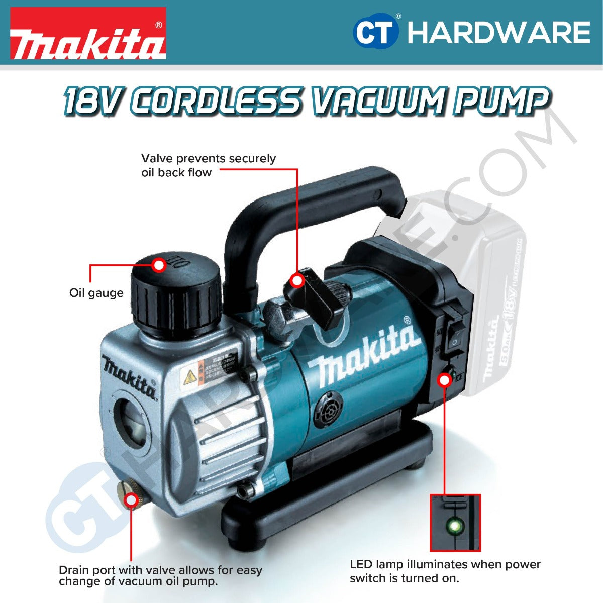Makita DVP180Z LXT 18V Cordless Vacuum Pump 20pa 50lpm (Body Only)