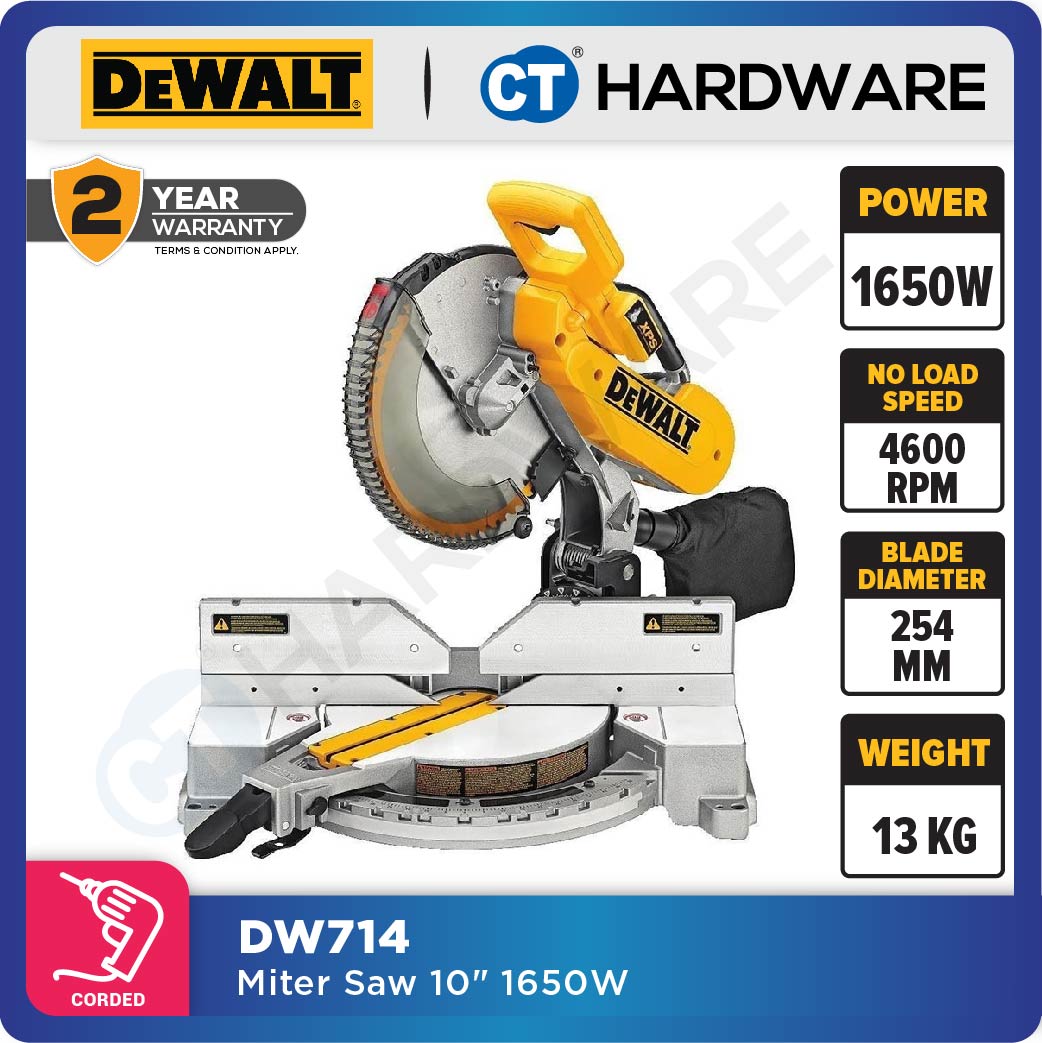 DEWALT DW714 MITER SAW 10" 1650W 4600RPM 254MM 13.1KG