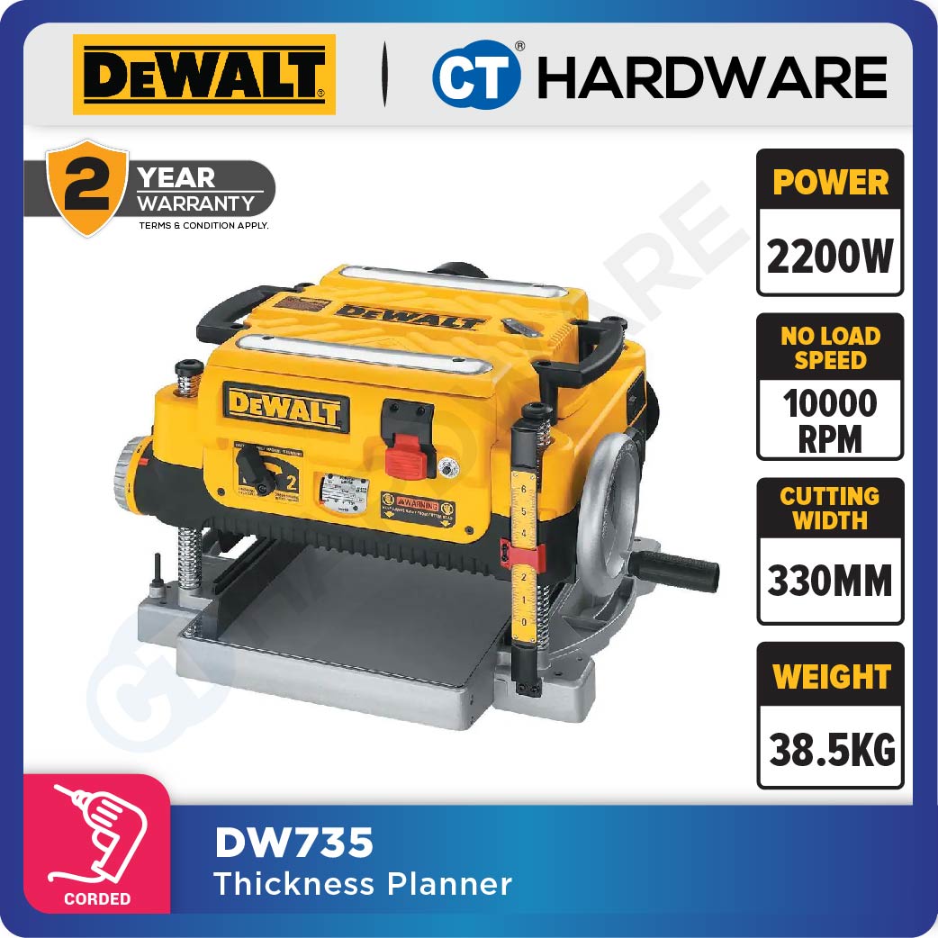 DEWALT DW735 THICKNESS PLANNER 13" 20,000RPM ( 10,000 RPM CUTTER HEAD SPEED )
