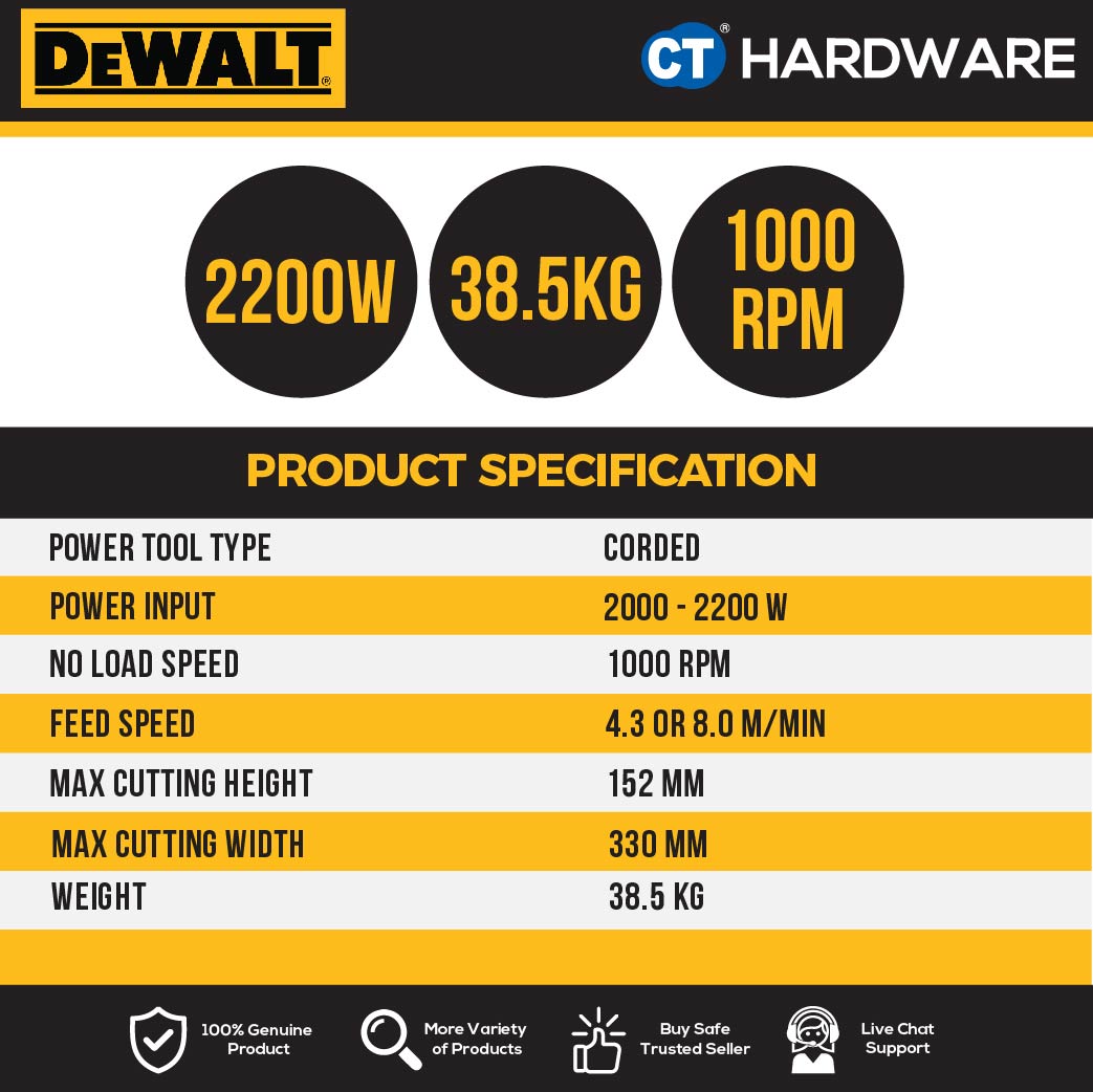 DEWALT DW735 THICKNESS PLANNER 13" 20,000RPM ( 10,000 RPM CUTTER HEAD SPEED )