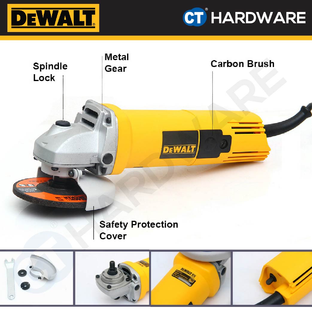 DEWALT DW810B ANGLE GRINDER 4" 850W 220-240V 100MM 1100RPM CORDED (SLIDER SWITCH)