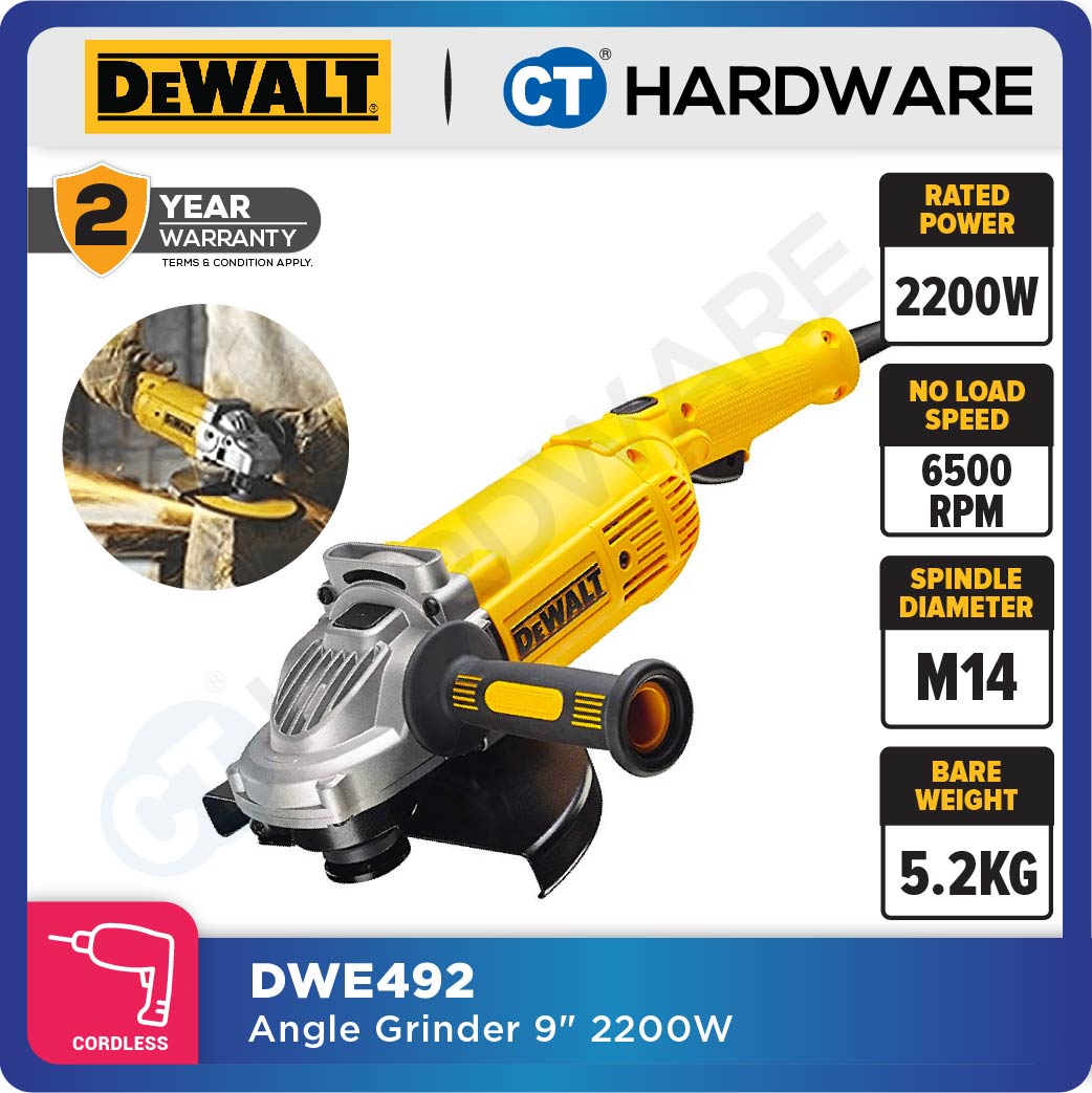 DEWALT DWE492 ANGLE GRINDER 9" 2200W M14 6600RPM TRIGGER SWITCH (DWE492-B1)