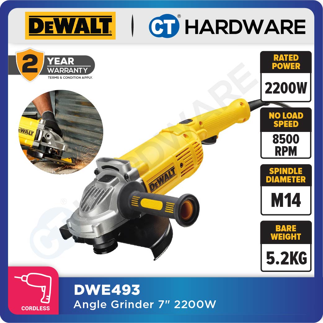 DEWALT DWE493 ANGLE GRINDER 7" 2200W M14 8500RPM TRIGGER SWITCH