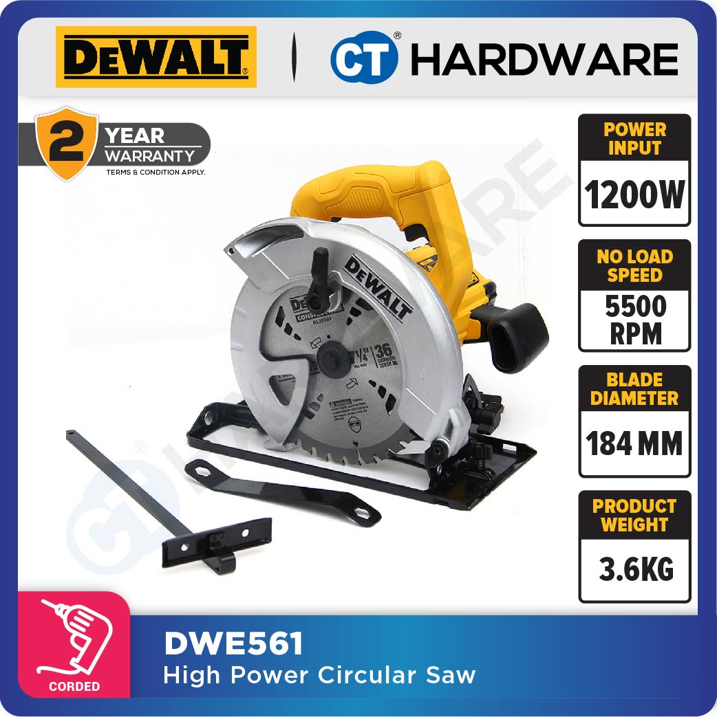 DEWALT DWE561 CIRCULAR SAW 185MM 1200W 5500RPM 3.6KG