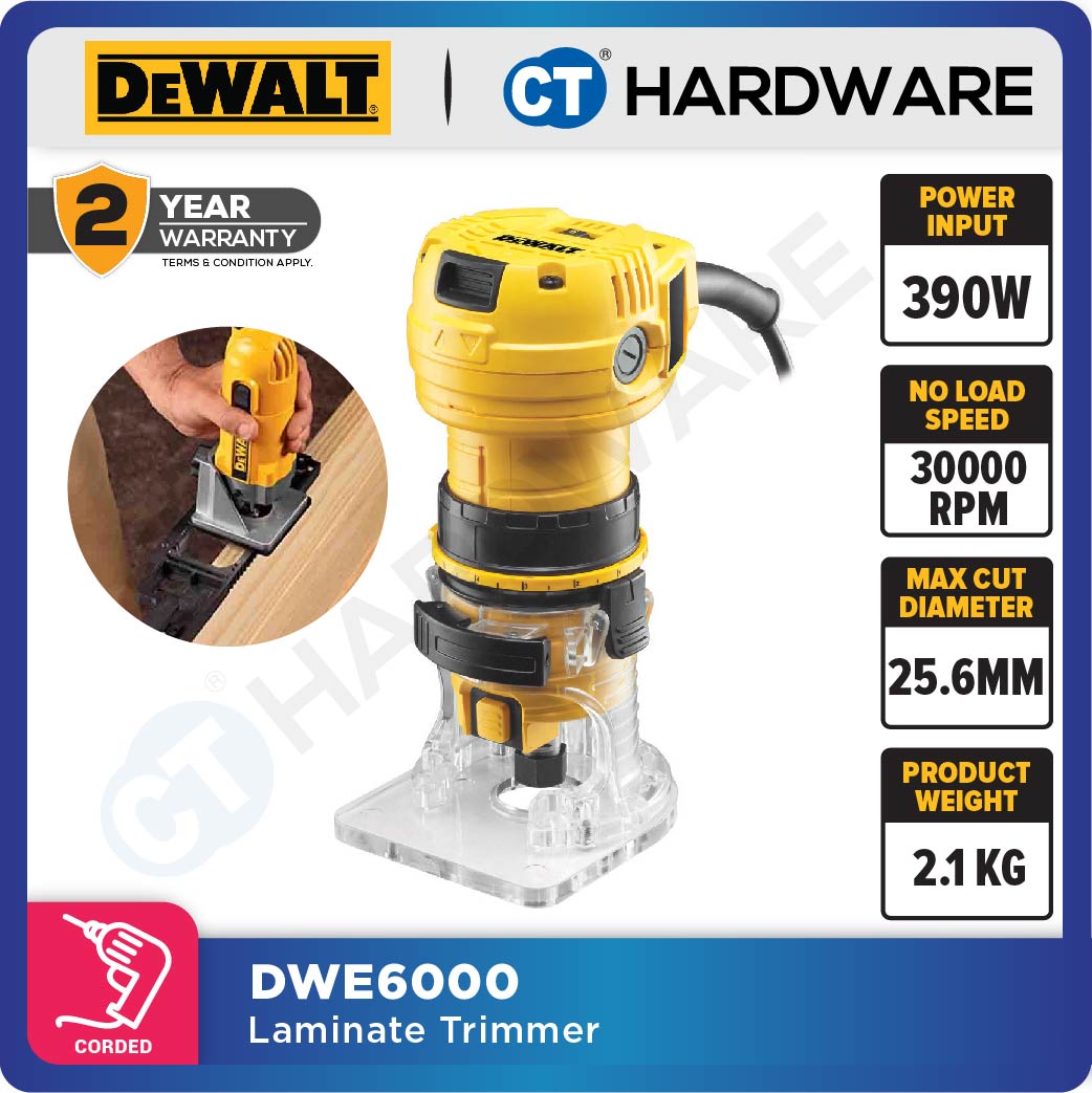 DEWALT DWE6000 LAMINATE TRIMMER 1/4" 450W 31000RPM