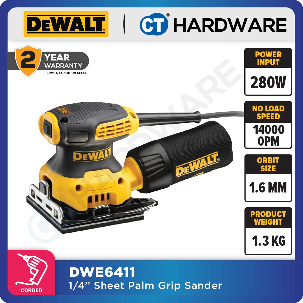 DEWALT DWE6411 1/4" SHEET PALM SANDER 230W 14000OPM ( 108MM X 114MM )