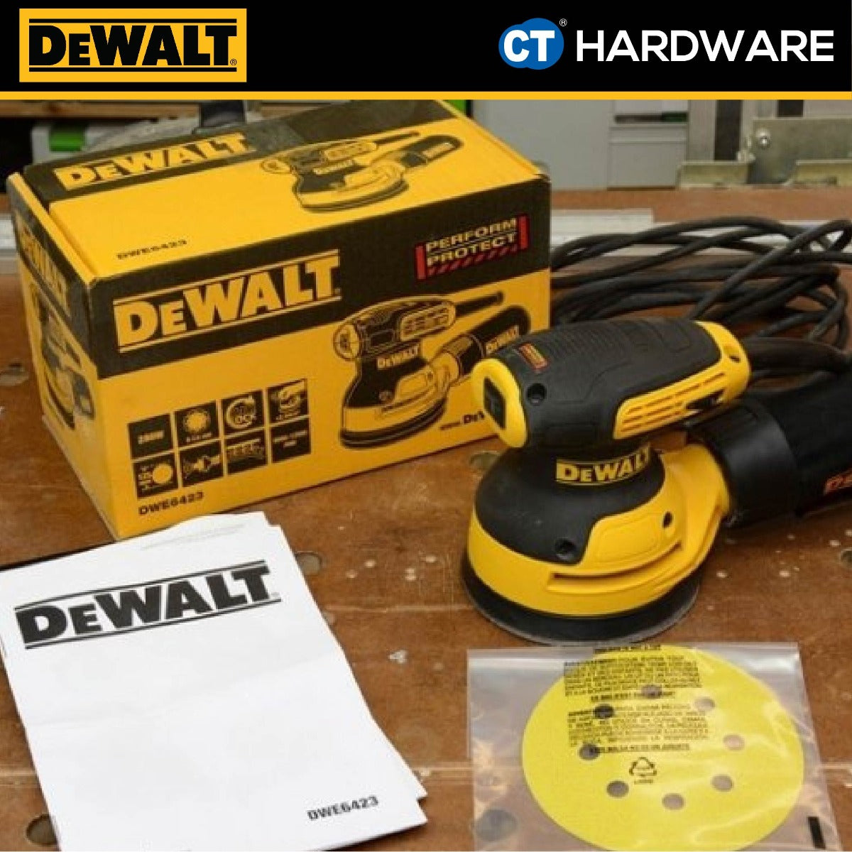 DEWALT DWE6423-B1 CORDED ORBIT PALM SANDER 3/32MM | 280W | 8000-12,000 OPM ( 125MM )