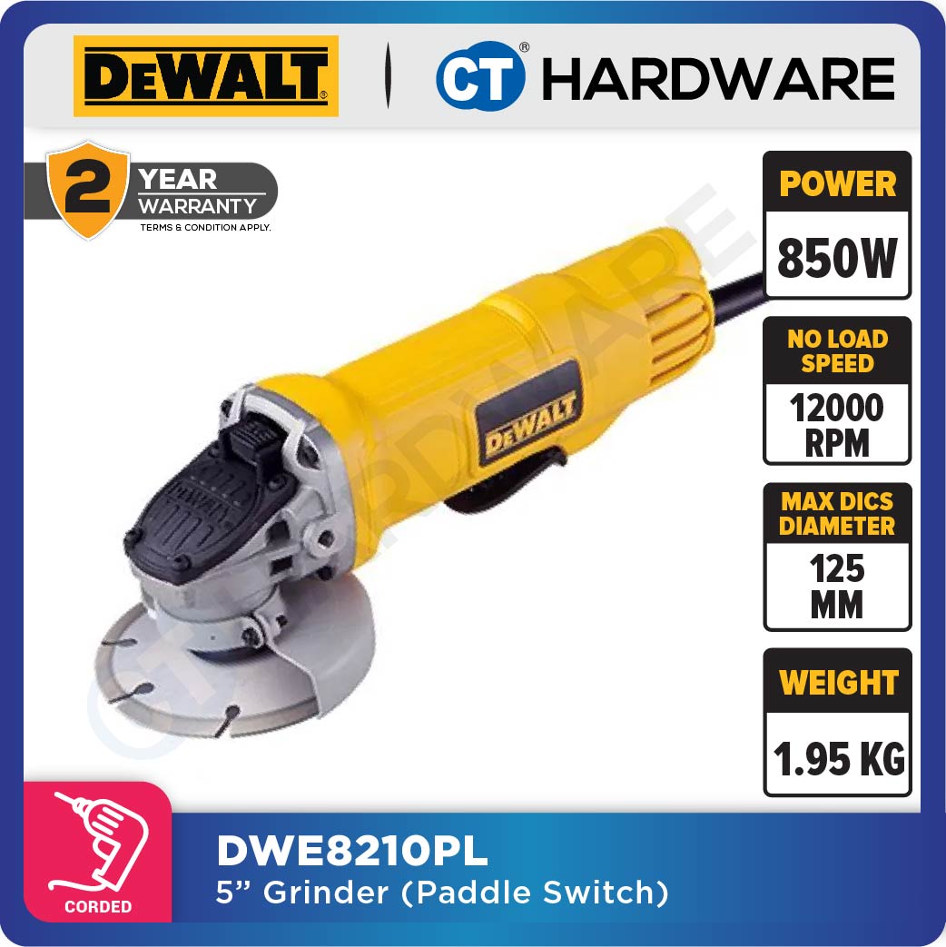DEWALT DWE8210PL IRONMAN MP SMALL ANGLE GRINDER 5" 850W M14 12000RPM ( PADDLE SWITCH )