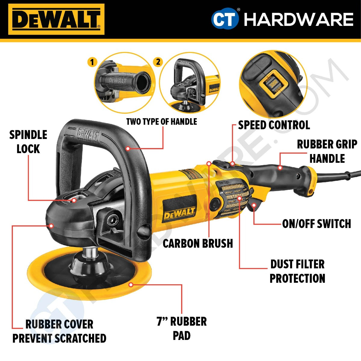 DeWALT DWP849X 180mm (7") 1250w Polisher