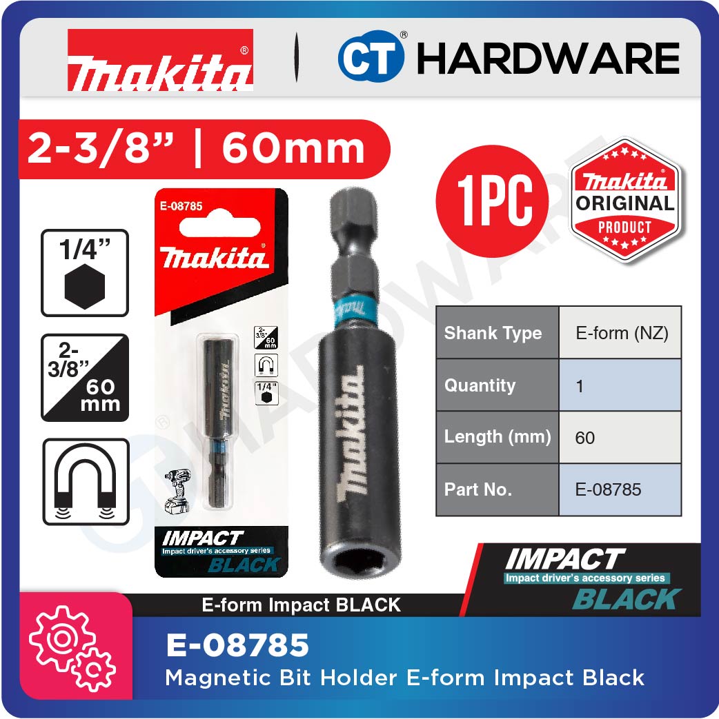 Makita E-08785 Impact BLACK Magnetic Bit Holder E-Form 60mm 1/4" Hexagon