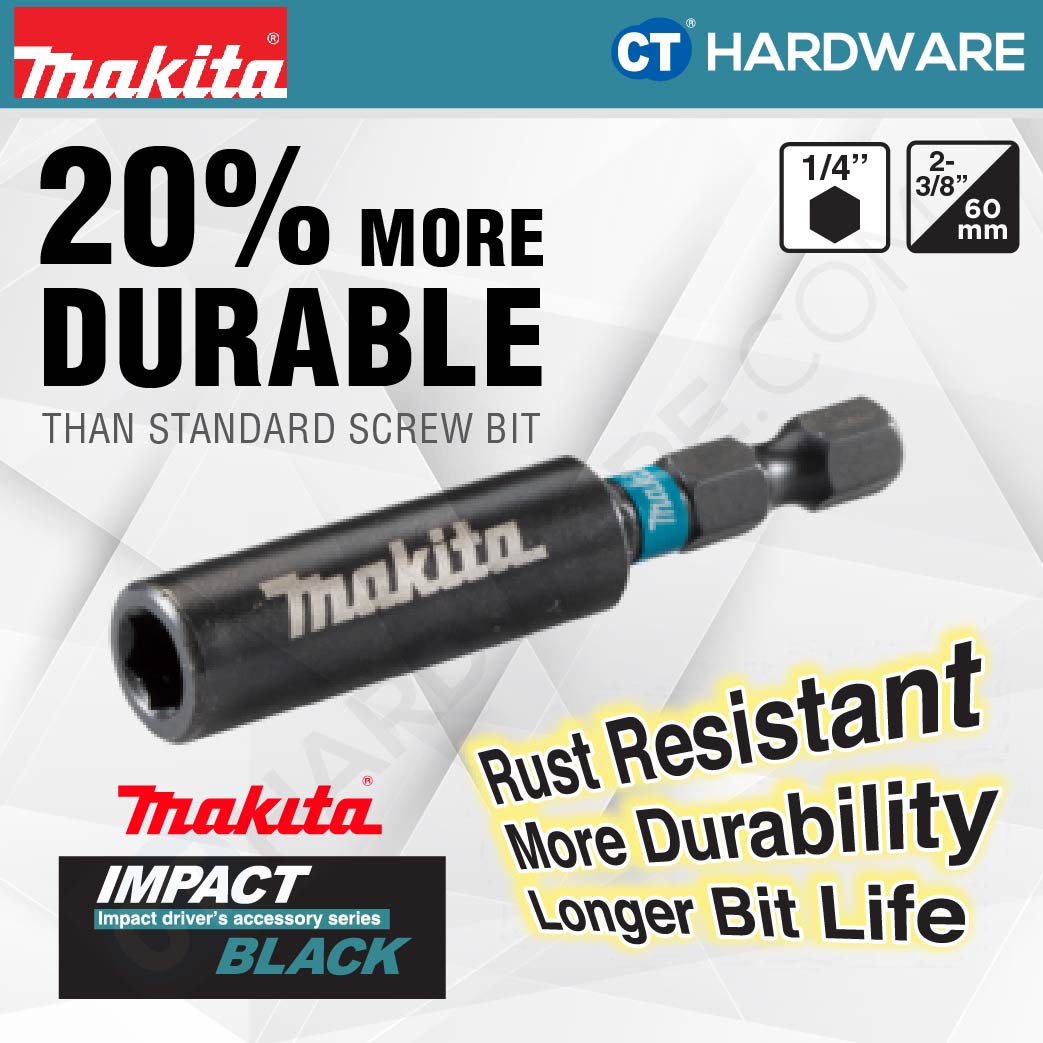 Makita E-08785 Impact BLACK Magnetic Bit Holder E-Form 60mm 1/4" Hexagon