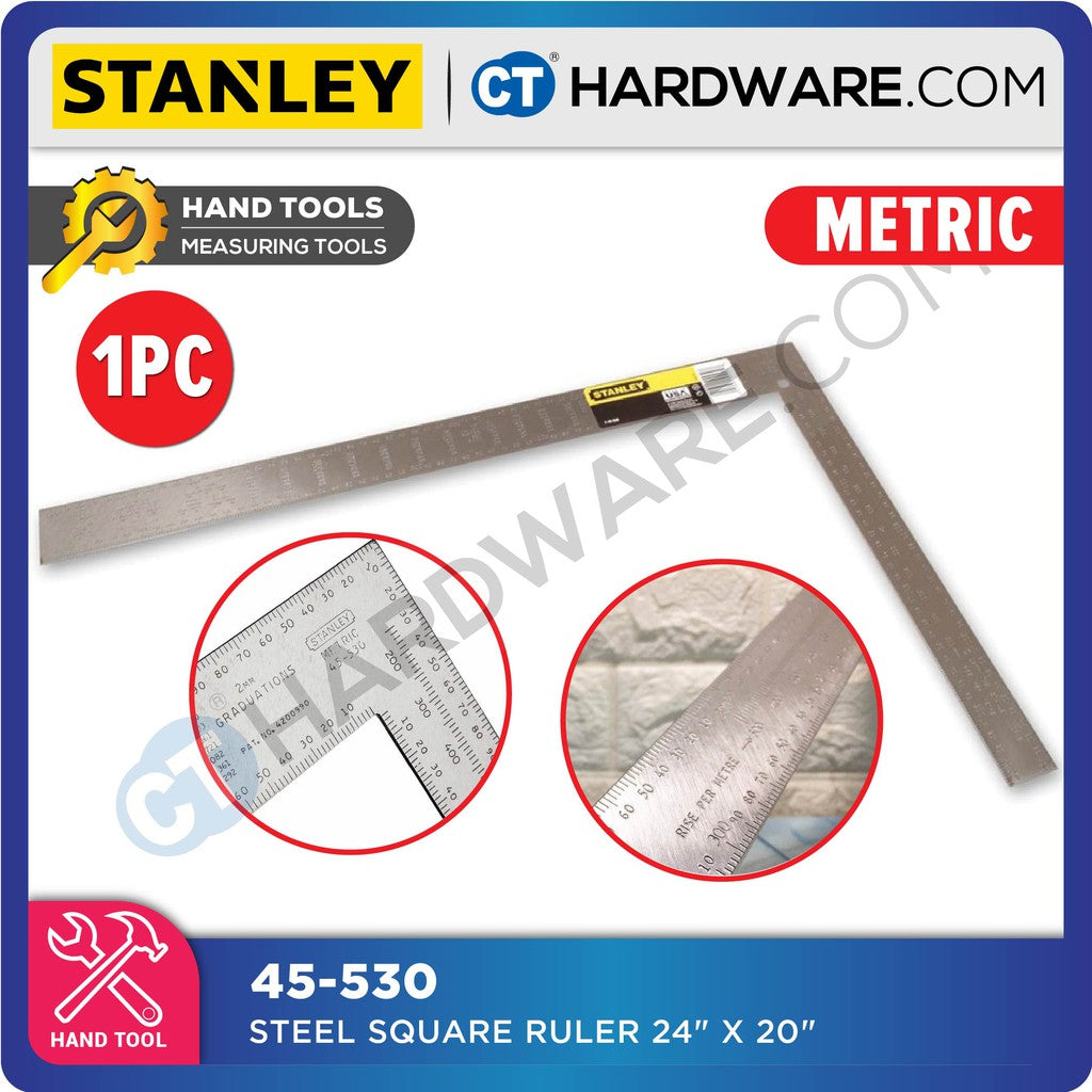 STANLEY 45-530 STEEL SQUARE RULER 24" X 20" ( METRIC) 45530