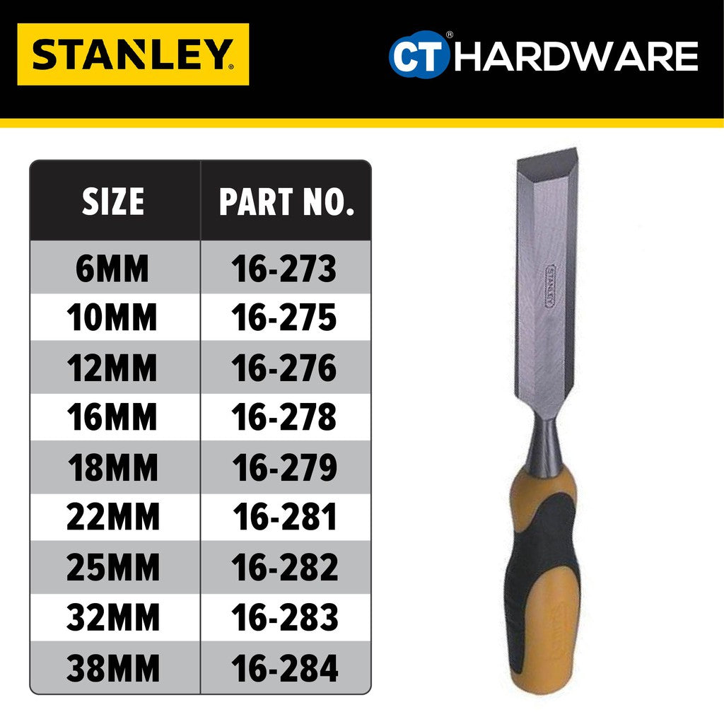 STANLEY (1PC) DYNAGRIP WOOD CHISEL SIZE 10MM | 12MM | 16MM | 18MM | 22MM | 25MM | 32MM | 38MM